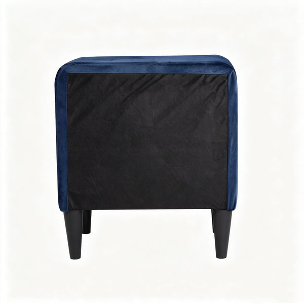 English Elm Navy Velvet Two Drawer Nightstand with Tapered Legs for Modern Bedroom Decor B2770P509805