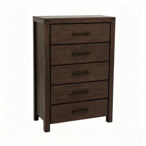 English Elm Dark Brown Pine Tall Five Drawer Chest Nordic Minimalist Bedroom Vertical Storage B2770P509877