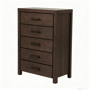 English Elm Dark Brown Pine Tall Five Drawer Chest Nordic Minimalist Bedroom Vertical Storage B2770P509877