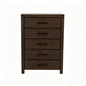English Elm Dark Brown Pine Tall Five Drawer Chest Nordic Minimalist Bedroom Vertical Storage B2770P509877