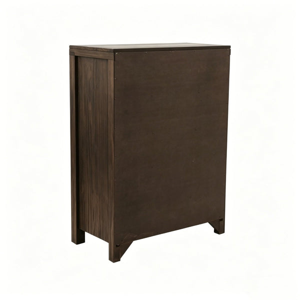 English Elm Dark Brown Pine Tall Five Drawer Chest Nordic Minimalist Bedroom Vertical Storage B2770P509877