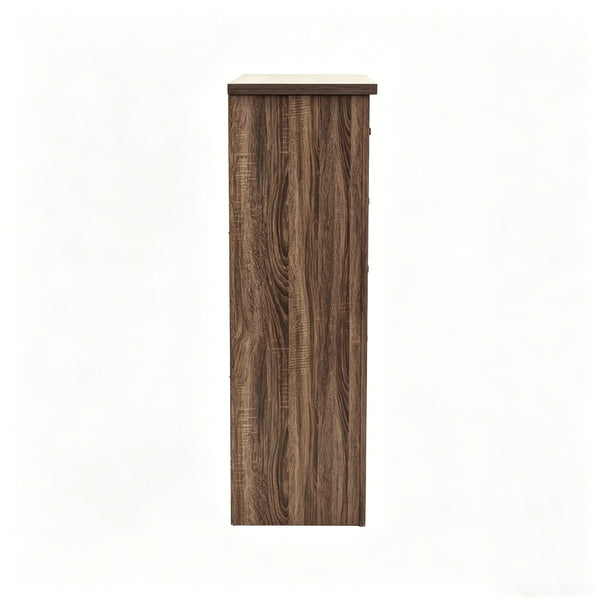 English Elm Modern Nordic Dark Brown Wood Tall Narrow Five Drawer Chest for Bedroom Storage B2770P509889