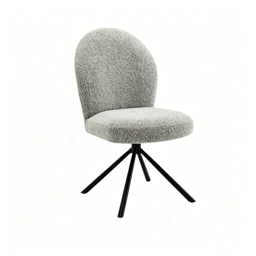 English Elm Lawton Boucle Swivel Accent Chair Set of Two with Matte Black Metal Base Modern B2770P520307