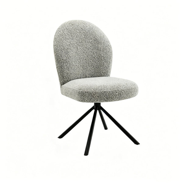 English Elm Lawton Boucle Swivel Accent Chair Set of Two with Matte Black Metal Base Modern B2770P520307