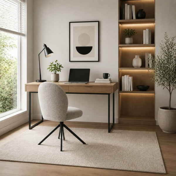 English Elm Lawton Boucle Swivel Accent Chair Set of Two with Matte Black Metal Base Modern B2770P520307