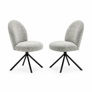 English Elm Lawton Boucle Swivel Accent Chair Set of Two with Matte Black Metal Base Modern B2770P520307