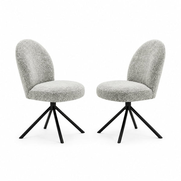 English Elm Lawton Boucle Swivel Accent Chair Set of Two with Matte Black Metal Base Modern B2770P520307