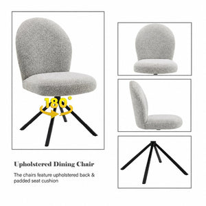 English Elm Lawton Boucle Swivel Accent Chair Set of Two with Matte Black Metal Base Modern B2770P520307