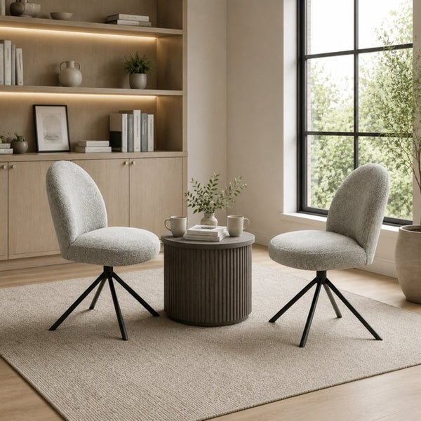 English Elm Lawton Boucle Swivel Accent Chair Set of Two with Matte Black Metal Base Modern B2770P520307