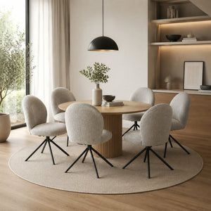 English Elm Lawton Boucle Swivel Accent Chair Set of Two with Matte Black Metal Base Modern B2770P520307