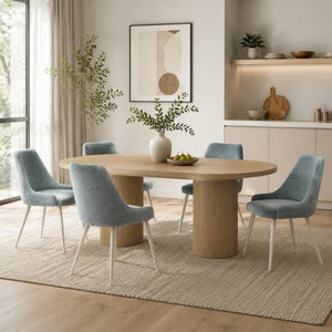 English Elm Laela Boucle Dining Chair Set of Two with White Metal Legs Scandinavian Minimalist B2770P520475