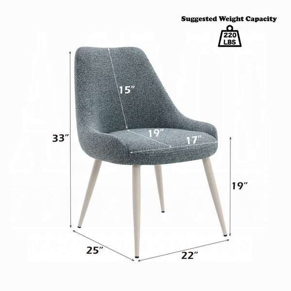 English Elm Laela Boucle Dining Chair Set of Two with White Metal Legs Scandinavian Minimalist B2770P520475