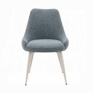 English Elm Laela Boucle Dining Chair Set of Two with White Metal Legs Scandinavian Minimalist B2770P520475