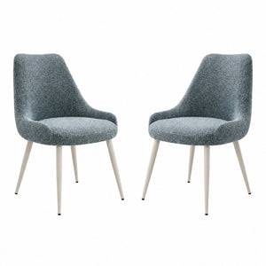 English Elm Laela Boucle Dining Chair Set of Two with White Metal Legs Scandinavian Minimalist B2770P520475