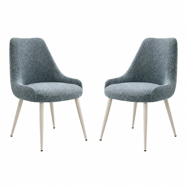 English Elm Laela Boucle Dining Chair Set of Two with White Metal Legs Scandinavian Minimalist B2770P520475