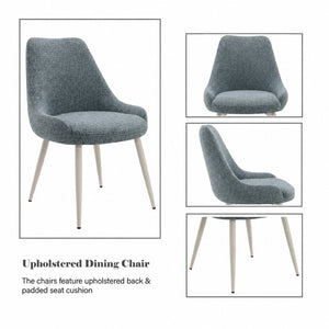 English Elm Laela Boucle Dining Chair Set of Two with White Metal Legs Scandinavian Minimalist B2770P520475