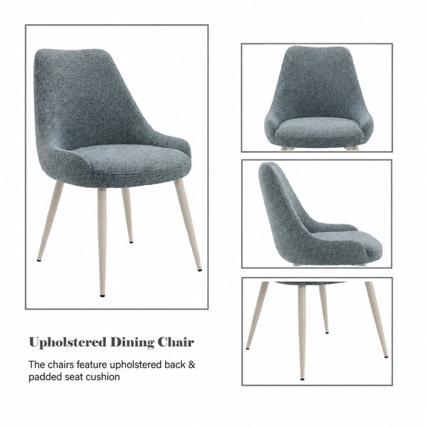 English Elm Laela Boucle Dining Chair Set of Two with White Metal Legs Scandinavian Minimalist B2770P520475