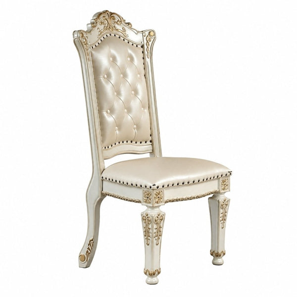 English Elm Vendome Baroque High Back Dining Chair Set with Tufted Leatherette and Nailhead Detail B2770P520620