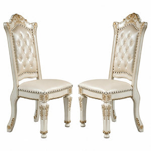 English Elm Vendome Baroque High Back Dining Chair Set with Tufted Leatherette and Nailhead Detail B2770P520620