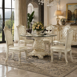 English Elm Vendome Baroque High Back Dining Chair Set with Tufted Leatherette and Nailhead Detail B2770P520620