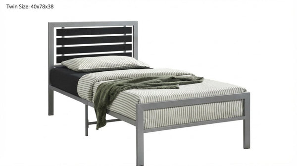 English Elm Modern Steel Platform Bed Faux Leather Headboard Minimalist Bedroom Frame Gray B2771P498514