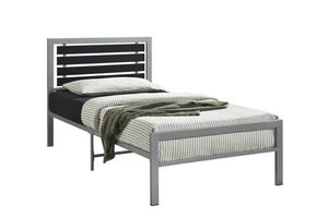 English Elm Modern Steel Platform Bed Faux Leather Headboard Minimalist Bedroom Frame Gray B2771P498514