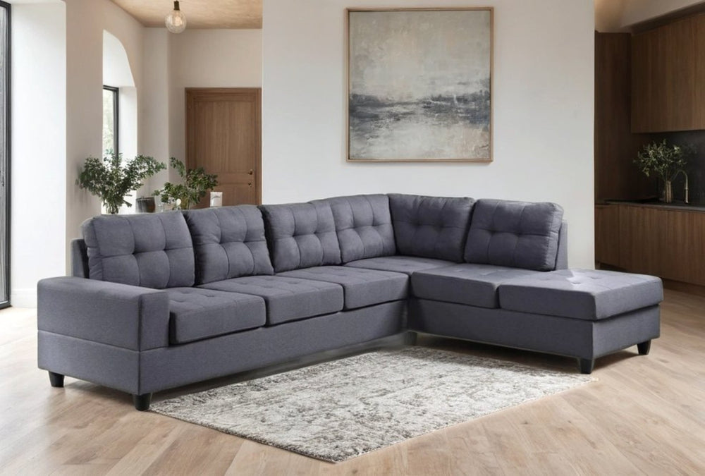 English Elm Modern Low-profile Sectional Sofa with Reversible Chaise for Contemporary Living Spaces Gray B2771P498535