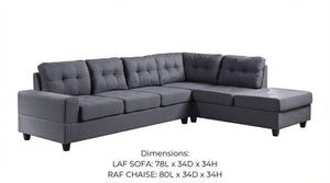 English Elm Modern Low-profile Sectional Sofa with Reversible Chaise for Contemporary Living Spaces Gray B2771P498535