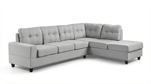 English Elm Modern Low-profile Sectional Sofa with Reversible Chaise for Contemporary Living Spaces Grayish B2771P498536