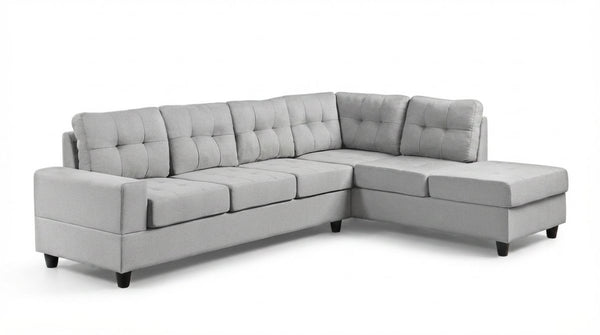 English Elm Modern Low-profile Sectional Sofa with Reversible Chaise for Contemporary Living Spaces Grayish B2771P498536