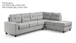 English Elm Modern Low-profile Sectional Sofa with Reversible Chaise for Contemporary Living Spaces Grayish B2771P498536