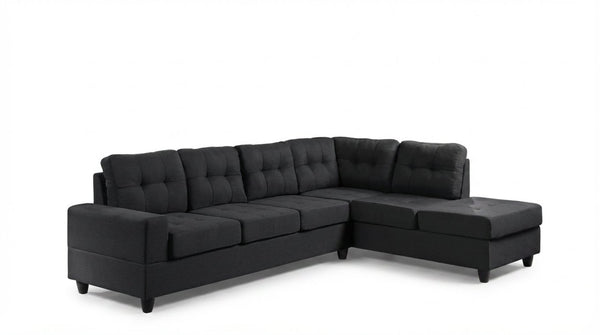 English Elm Modern Low-profile Sectional Sofa with Reversible Chaise for Contemporary Living Spaces Black B2771P498537