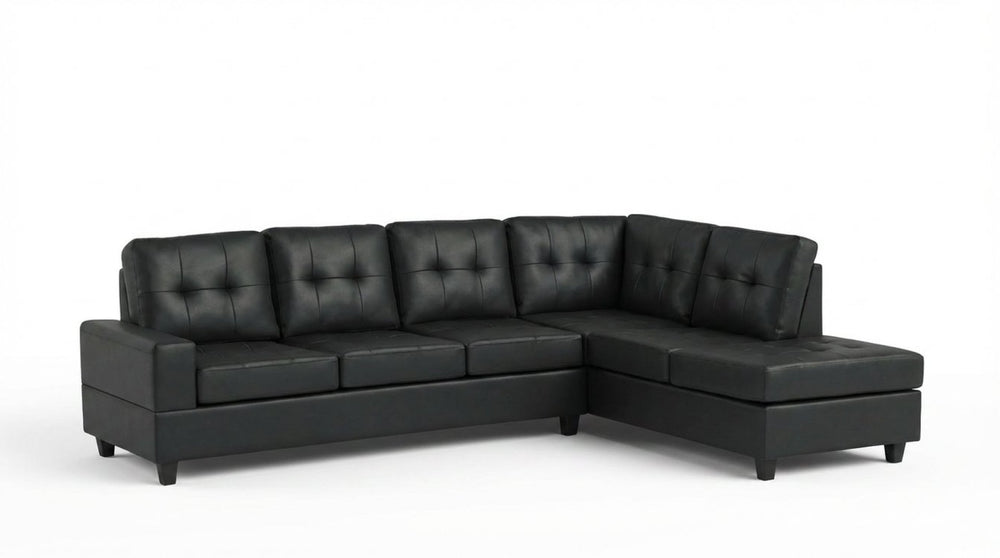 English Elm Modern Reversible Chaise Sectional with Square Track Arms and Foam Cushion Support B2771P498538