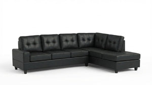 English Elm Modern Reversible Chaise Sectional with Square Track Arms and Foam Cushion Support B2771P498538