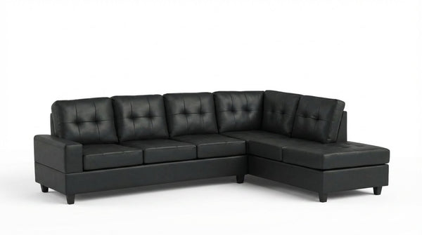 English Elm Modern Reversible Chaise Sectional with Square Track Arms and Foam Cushion Support B2771P498538
