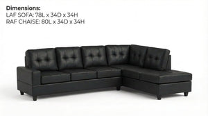 English Elm Modern Reversible Chaise Sectional with Square Track Arms and Foam Cushion Support B2771P498538