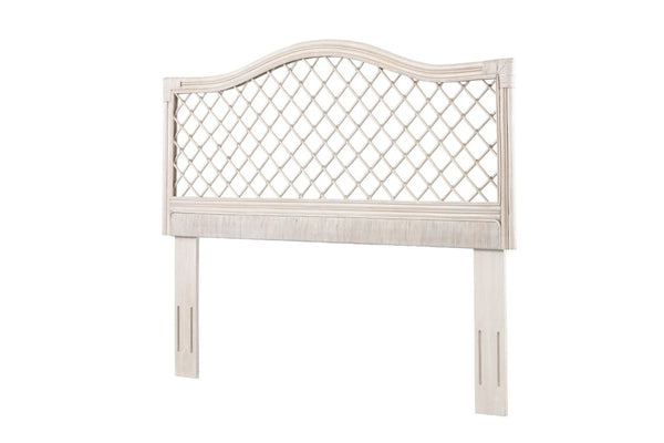 English Elm Queen Handwoven Rattan Headboard with Mahogany Frame for Coastal Bohemian Bedrooms B2772P519166