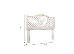 English Elm Queen Handwoven Rattan Headboard with Mahogany Frame for Coastal Bohemian Bedrooms B2772P519166