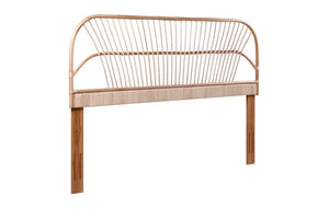 English Elm King Rattan Headboard Handwoven Natural Fiber with Mahogany Frame for Coastal Bedrooms B2772P519167