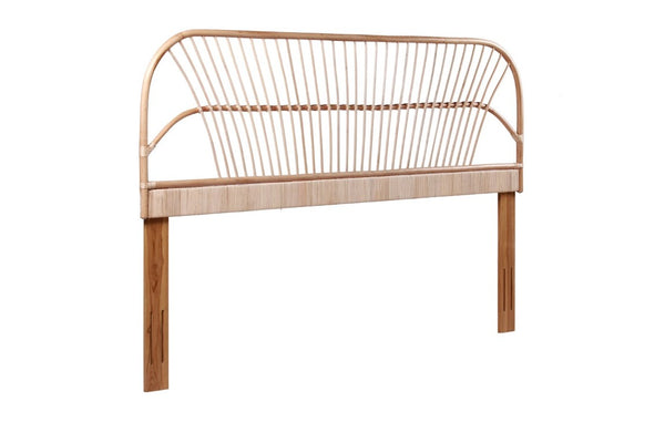 English Elm King Rattan Headboard Handwoven Natural Fiber with Mahogany Frame for Coastal Bedrooms B2772P519167