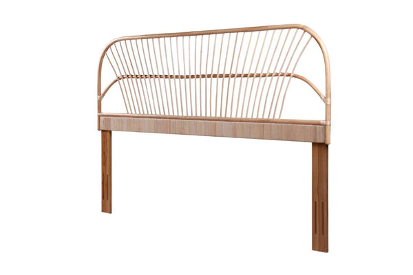English Elm King Rattan Headboard Handwoven Natural Fiber with Mahogany Frame for Coastal Bedrooms B2772P519167