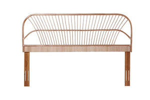 English Elm King Rattan Headboard Handwoven Natural Fiber with Mahogany Frame for Coastal Bedrooms B2772P519167