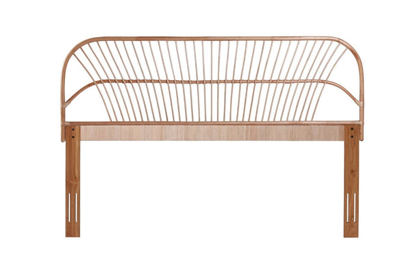 English Elm King Rattan Headboard Handwoven Natural Fiber with Mahogany Frame for Coastal Bedrooms B2772P519167