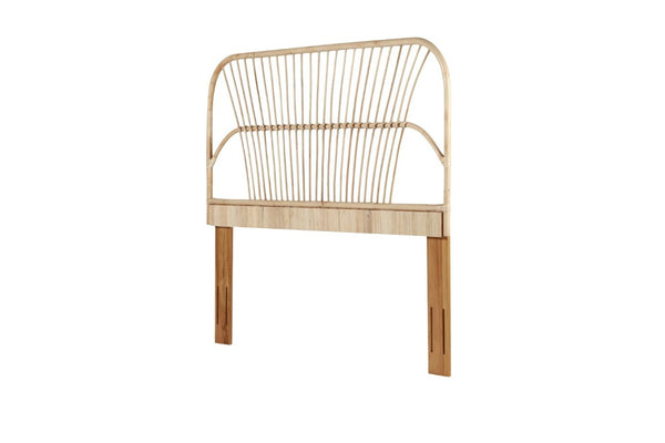 English Elm Queen Handwoven Rattan Headboard with Mahogany Frame Adjustable Coastal Boho Bedroom B2772P519168