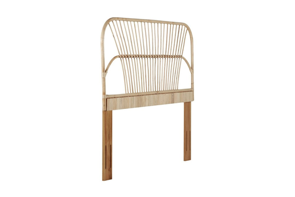 English Elm Queen Handwoven Rattan Headboard with Mahogany Frame Adjustable Coastal Boho Bedroom B2772P519168