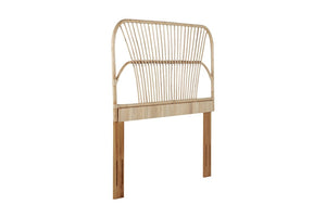 English Elm Queen Handwoven Rattan Headboard with Mahogany Frame Adjustable Coastal Boho Bedroom B2772P519168