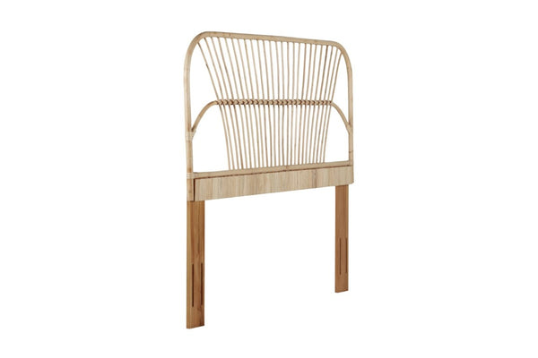 English Elm Queen Handwoven Rattan Headboard with Mahogany Frame Adjustable Coastal Boho Bedroom B2772P519168