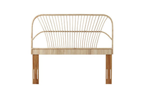 English Elm Queen Handwoven Rattan Headboard with Mahogany Frame Adjustable Coastal Boho Bedroom B2772P519168