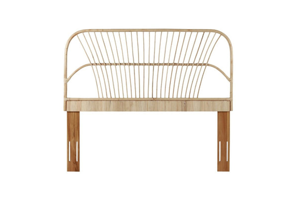 English Elm Queen Handwoven Rattan Headboard with Mahogany Frame Adjustable Coastal Boho Bedroom B2772P519168
