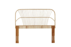 English Elm Queen Handwoven Rattan Headboard with Mahogany Frame Adjustable Coastal Boho Bedroom B2772P519168